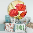 thumbnail image 2 of Designart 'Blossoming Red Poppies In Wheat Fields II' Traditional Circle Metal Wall Art 36x36 - Disc of 36, 2 of 5