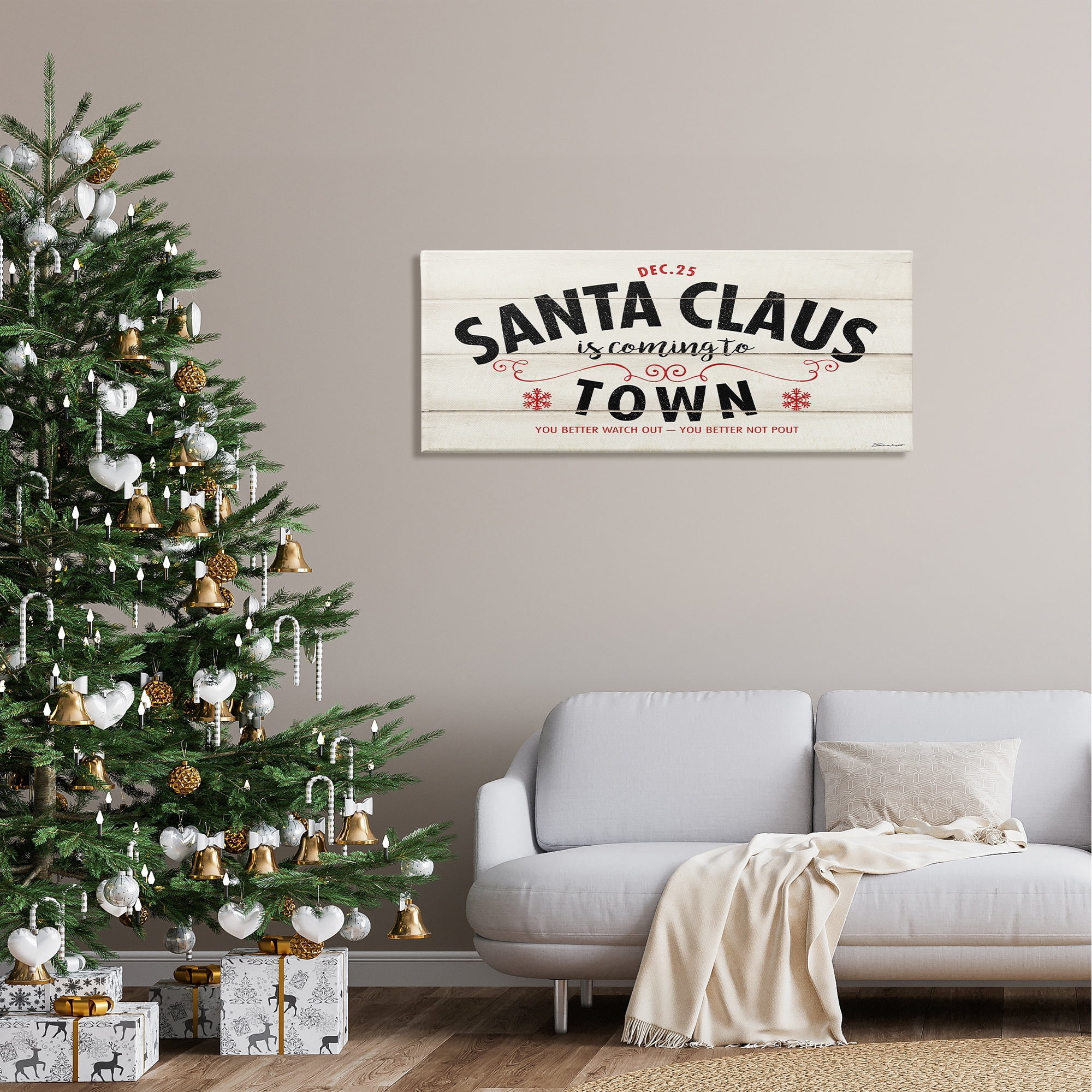 Stupell Industries Santa Claus Coming To Town Rustic Holiday Painting Gallery Wrapped Canvas Print Wall Art