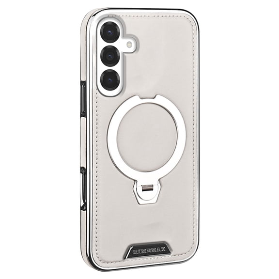 Magnetic for Samsung Galaxy S24 Premium PU Leather Case,Invisible 360 Rotating Stand [Compatible with Magsafe] Slim Kickstand Shockproof Phone Cover For Samsung Galaxy S24,Gray
