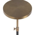 thumbnail image 6 of Kate and Laurel Engles Traditional Adjustable-Height Pedestal Drink Table, 10 x 10 x 30, Black and Antique Brass, Round Metal Plant Stand with Embossed Sunburst Pattern for Living Room Accent Table, 6 of 8