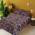 thumbnail image 2 of Ambesonne Garden Scene Fitted & Flat Sheet with Shams 4 Pcs Set, Boho Floral Vintage, Full, Pale Sky Blue Dark Coral, 2 of 5