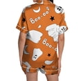 thumbnail image 4 of Halloween Pajamas Halloween Satin Print Button Short Sleeve Pajamas for Women Set, 4 of 5