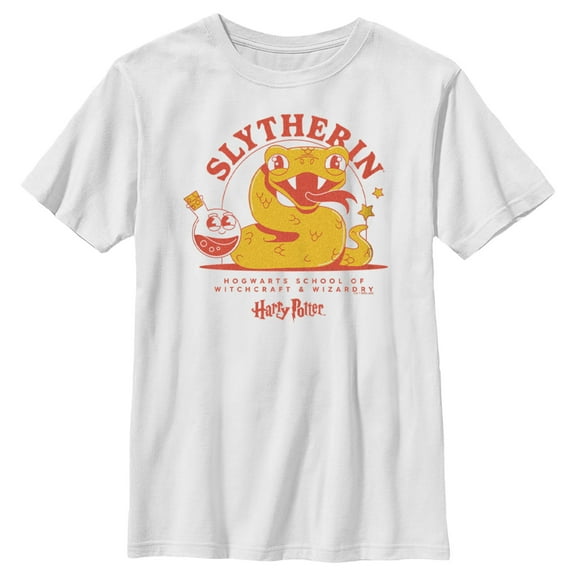 Boy's Harry Potter Cute Slytherin Snake Graphic Tee White Large