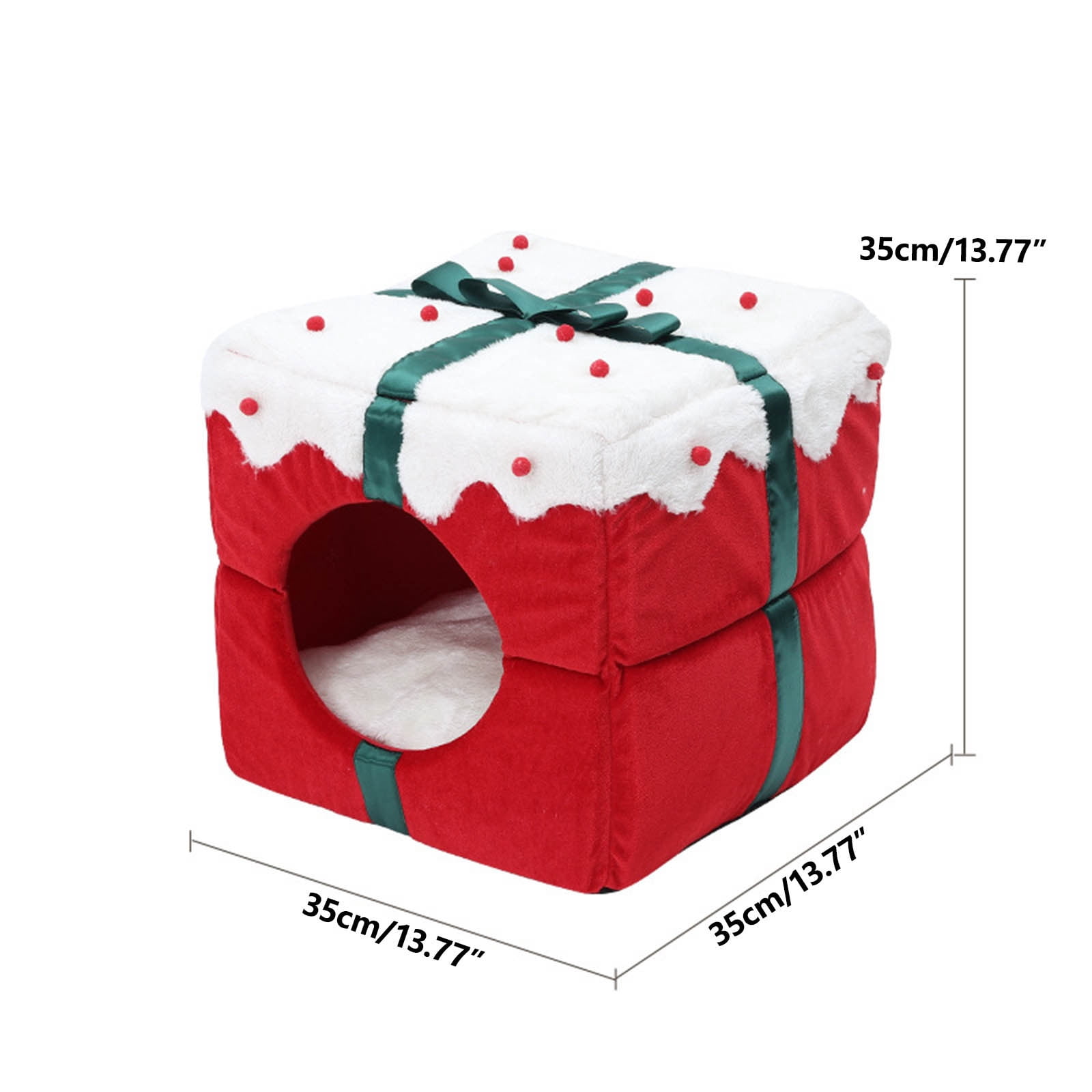 Matoen Christmas Cat Beds for Indoor Cats - Large Cat Cave for Pet, Foldable Santa Cat Hideaway