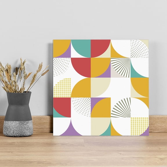 Colorful Geometric Wall Art Painting on Canvas, Middle Century Modern Abstract Art Canvas Art Home Prints Wall Art Framed Modern Artwork for Living Room Bedroom Wall Decor 8x8in