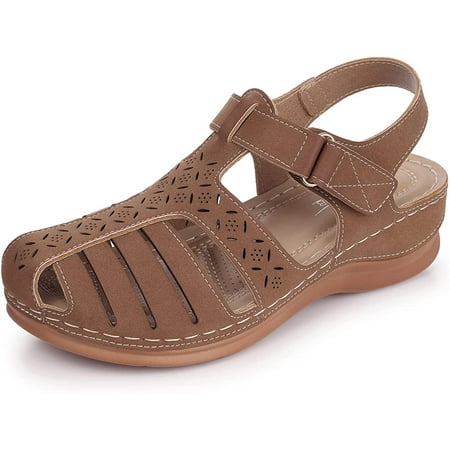 

Closed Toe Sandals for Women Casual Summer Hollow Out Vintage Wedge Sandal Gladiator Outdoor Shoes