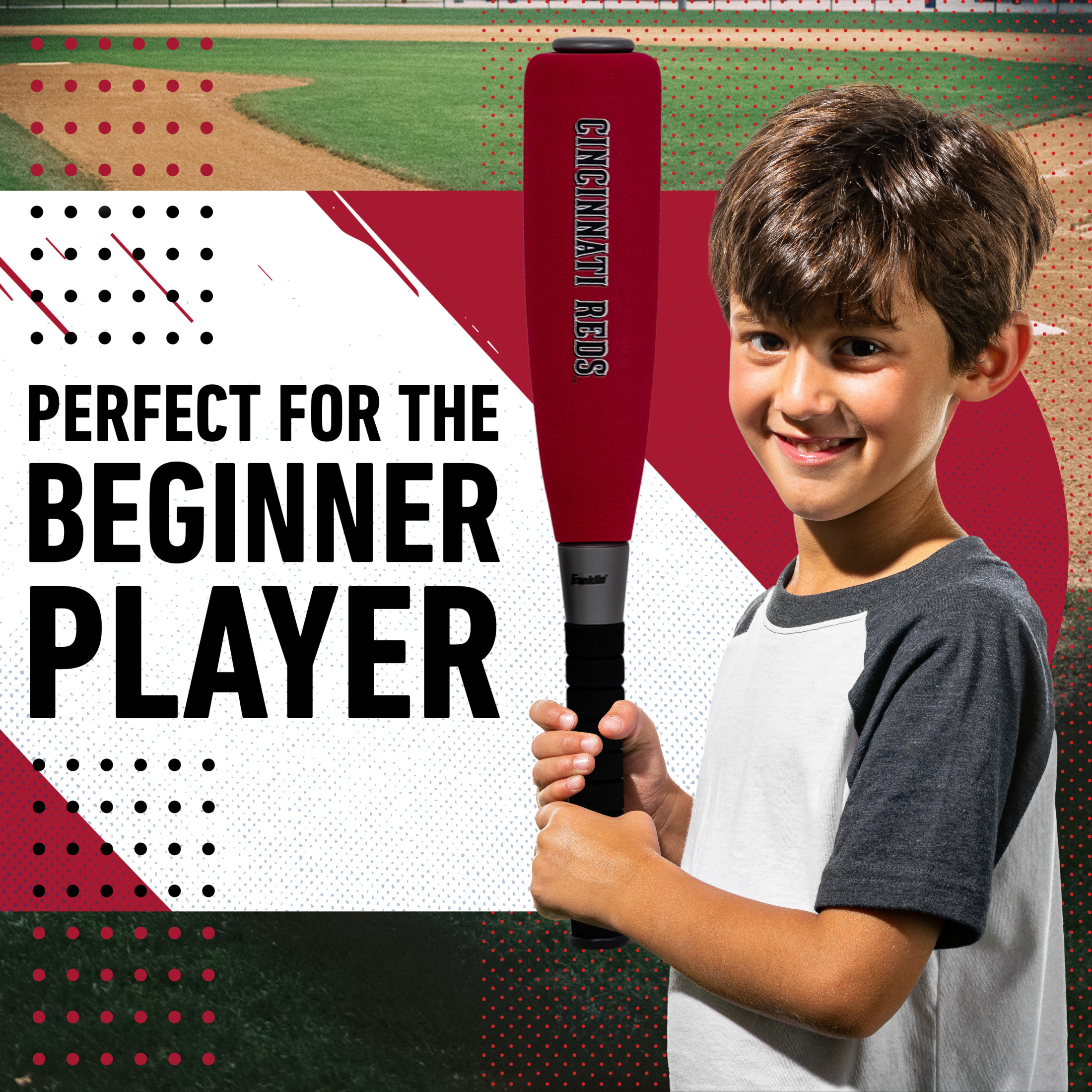 Franklin Sports MLB Cincinnati Reds Foam Bat + Ball Set, 21 in