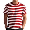 thumbnail image 1 of T-Shirt Décontracté à Rayures pour Hommes, Col Rond, Manches Courtes, Tissu Doux, Été, Décontracté et Décontracté, Rouge, m, 1 of 4