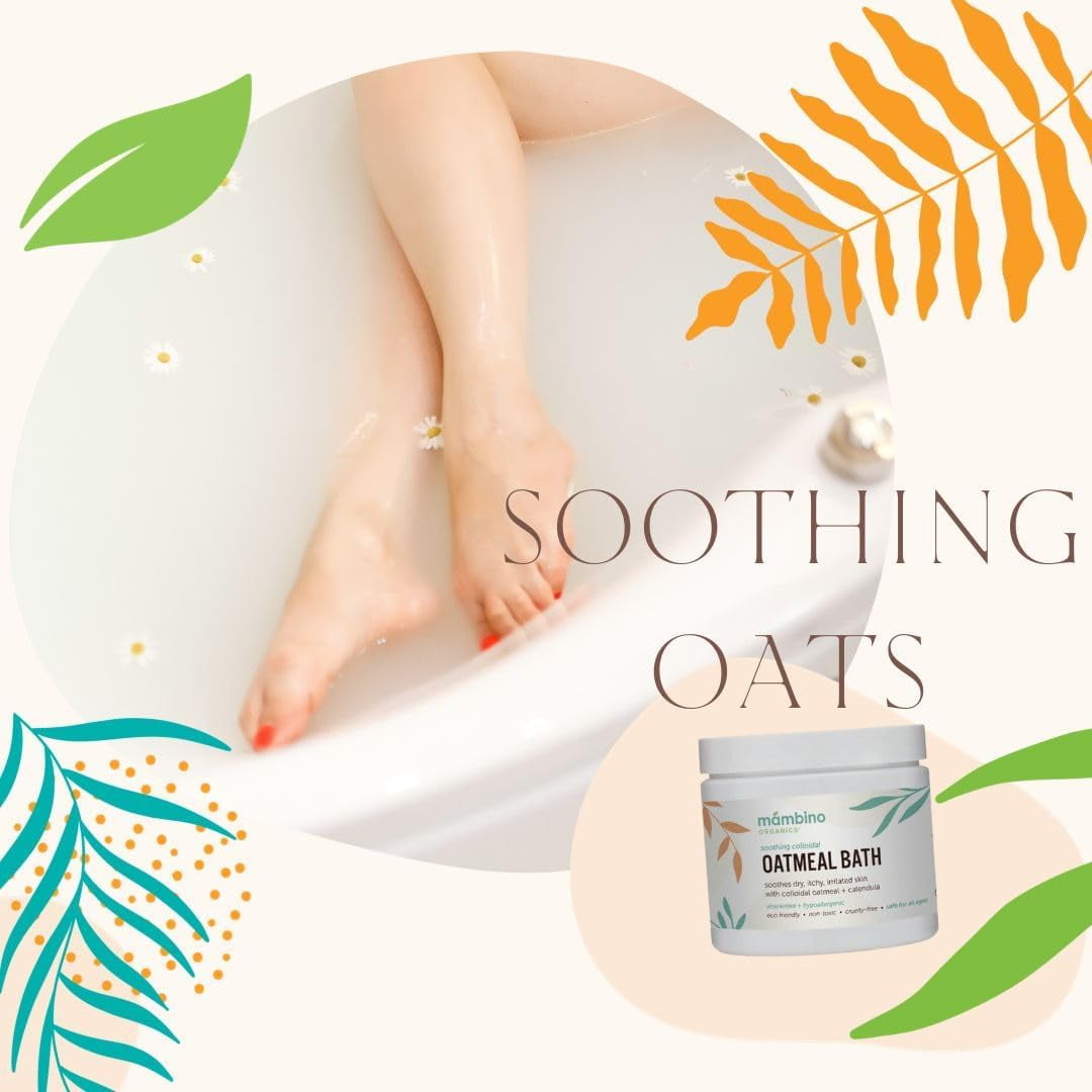 Organic Colloidal Oatmeal Bath Soak – 3-Pack Oatmeal Powder for Dry, Irritated, Itchy Skin Relief – Cruelty-Free, Vegan for Adults Bath, Kids Bath, Baby Bath by Mambino Organics