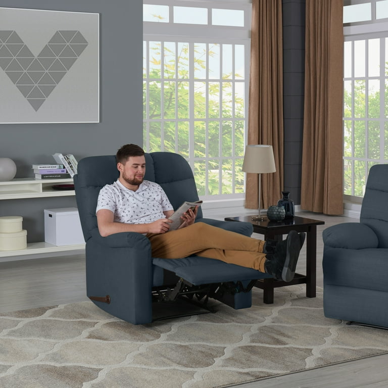 Homesvale Extra Large Wall Hugger Recliner Blue Velour