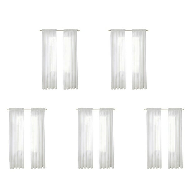 Cortinas Transparentes Blancas para Ventana 90 Pulgadas de 10 Paneles Cortinas Blancas Transparentes Cortinas Transparentes Panel BáSico de Bolsillo de Varilla