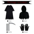 thumbnail image 5 of GYRATEDREAM Grim Reaper Halloween Costume with Glowing Red Eyes for Kids, Scythe Included 5-14T, 5 of 6
