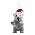 thumbnail image 2 of Clearance! Christmas Bear with Santa Hat Decor Acrylic Xmas Christmas Decorations for Tree 2D Flat Hanging Pendant Santa for Tiny Christmas Tree Funny New Year Christmas Tree Orna, 2 of 3