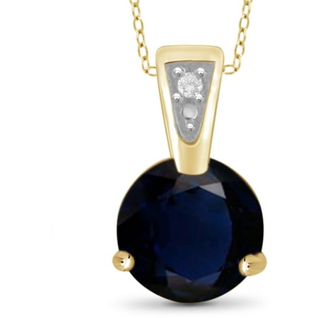 JewelersClub 1-1/5 Carat T.G.W. Sapphire and White Diamond Accent 14kt Gold Over Silver Fashion Pendant