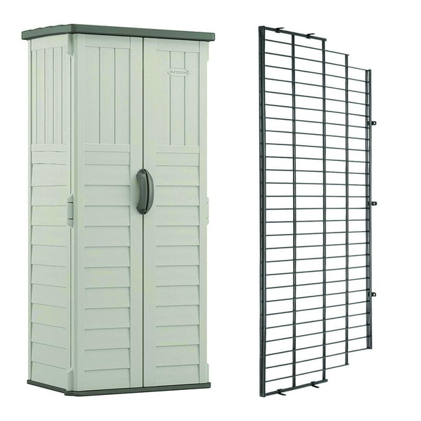 Suncast Vertical Storage Shed Building Bundled W Metal Wire Shelf Rack Shelving Com Suncast Vertical Storage Shed Building, Suncast Outdoor Storage Shed Accessories