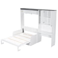 thumbnail image 5 of Euroco Wood Full Size Murphy Bed with Sofa and Desk, Wall Bed with Storage Cabinets, White, 5 of 14