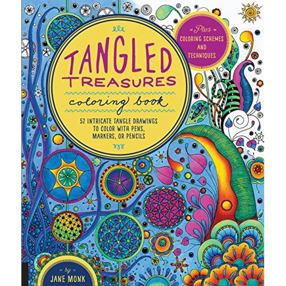 Pre-Owned Tangled Treasures Coloring Book: 52 Intricate Tangle Drawings to Color with Pens, Markers, or Pencils (Paperback) 1589238958 9781589238954