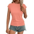 thumbnail image 2 of Comdrip Cap Sleeve T Shirts for Women, Womens Summer Cap Sleeve Tops Crewneck T Shirts Trendy Outfits Beach Vacation Clothes Fashion Blouses Tops for Women Trendy Light Pink S, 2 of 9