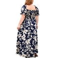 thumbnail image 4 of Frontwalk Ladies Sundress Ruffle Short Sleeve Summer Maxi Dresses Flowy Long Dress Women Casual Loose Floral Bohemian Plus Size Blue 3XL, 4 of 6