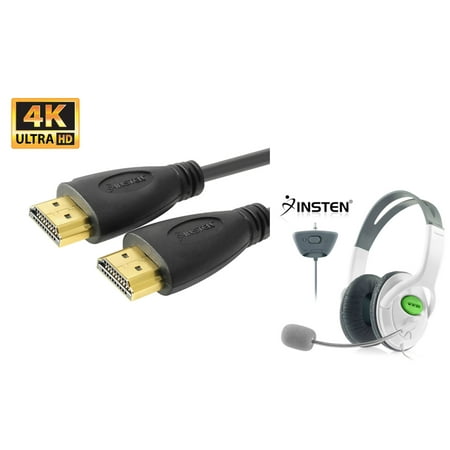 Insten high speed Gold plate 6ft HDMI Cable ver 1.4 support 4K+ White Gaming Headset Headphone with Mic For Xbox 360 Slim / Xbox
