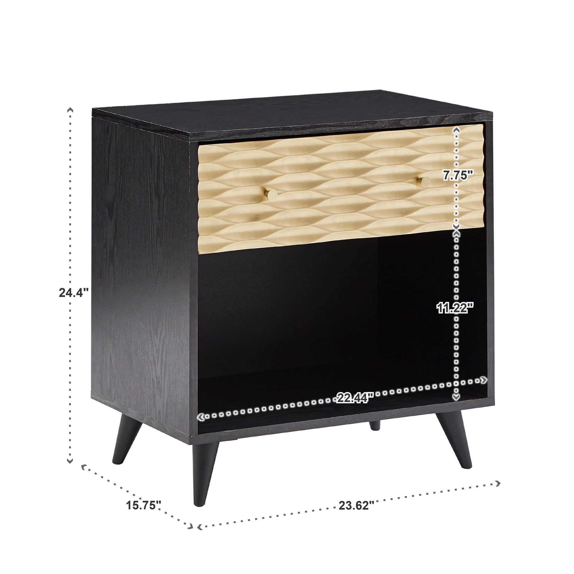 Weston Home Telina Rectangular Wood Two-Tone 1-Drawer End Table, Black/Natural