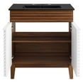 thumbnail image 5 of Sink Vanity Cabinet, White Walnut Black, Wood, Mid Century Hotel Bedroom Bathroom, Modern Contemporary HB33697, 5 of 9
