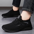 thumbnail image 5 of pwidon Men's Breathable Sneakers Fly Knit Lace Up Slip On Lightweight Cushioned Non Slip Athletic Walking Running Shoes Black 43, 5 of 5