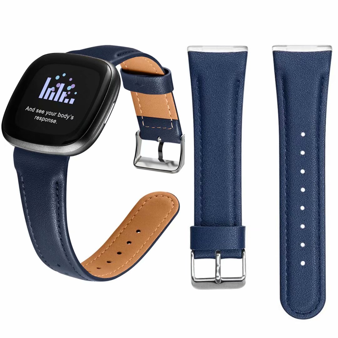 Compatible with Fitbit Sense/Fitbit Versa 3 Band Leather Genuine Soft