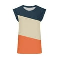 thumbnail image 3 of XuJwPNcy Tank Tops for Women Fashion Round Neck Cap Sleeve Color Block Tshirts Loose Comfy Vacation Blouse, 3 of 4