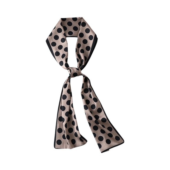 Silky Rectangular Neck Scarf with Abstract Print Border Design - Brown