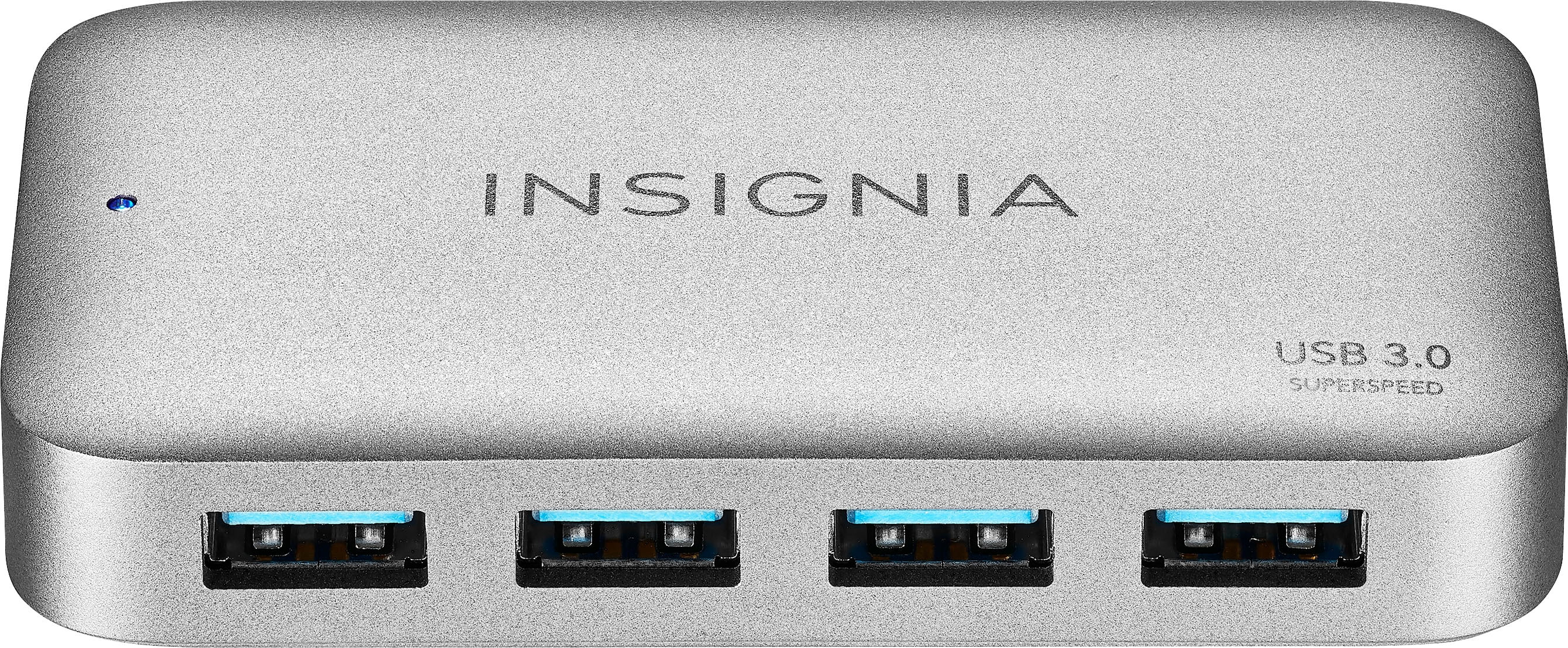 Insignia 4-Port USB 3.0 Hub with 5ft. Cable Power Supply, USB Splitter Expander for Laptop, Xbox, Flash Drive, HDD, Console, Printer, Camera, Keyborad, Mouse, MacBook, Surface, PC, Silver Grey
