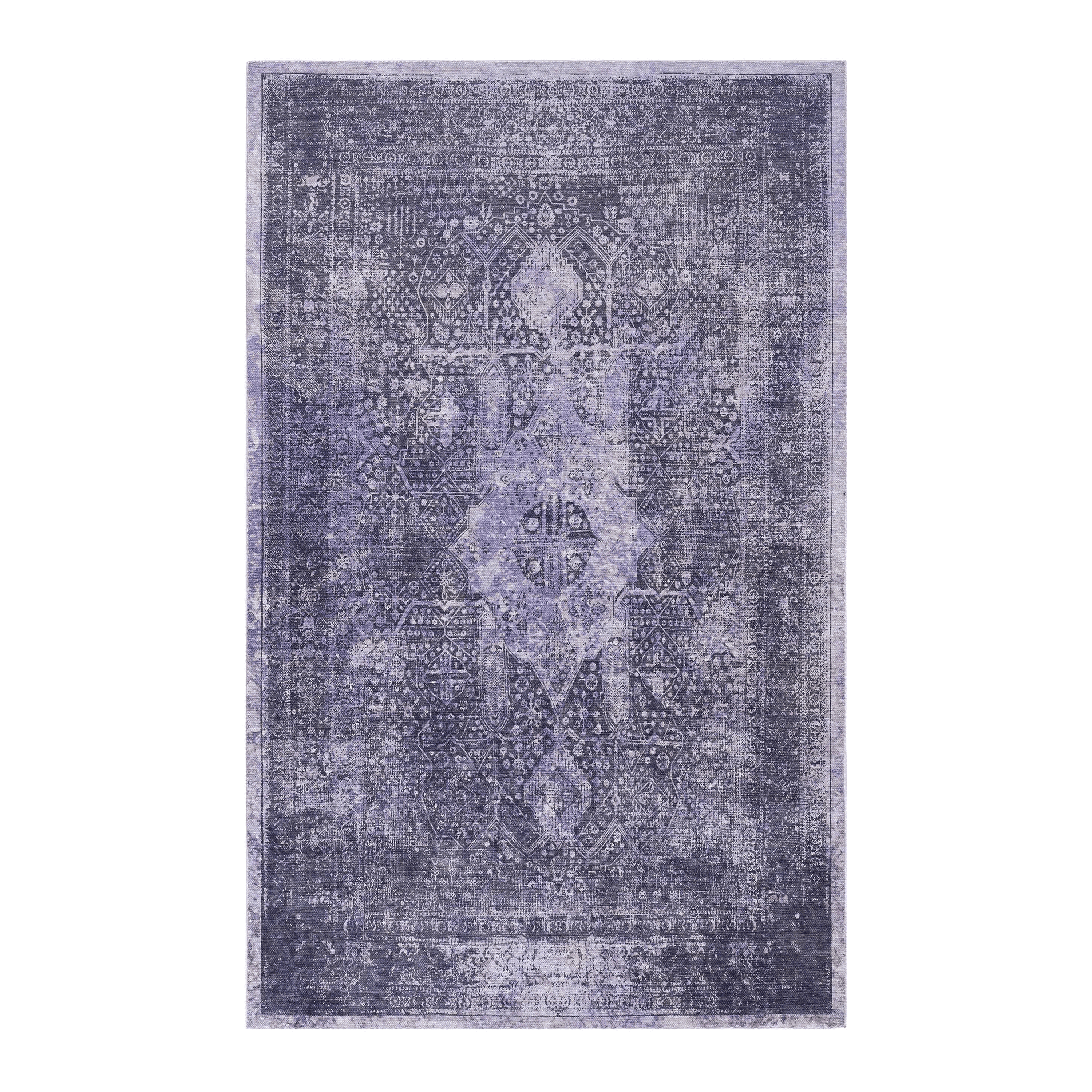5'x8' Anthracite Area Rug, Machine Washable Low-Pile Rug, Non-Slip Non-Shedding Foldable, Kid & Pet Friendly for Living Room Bedroom Kitchen