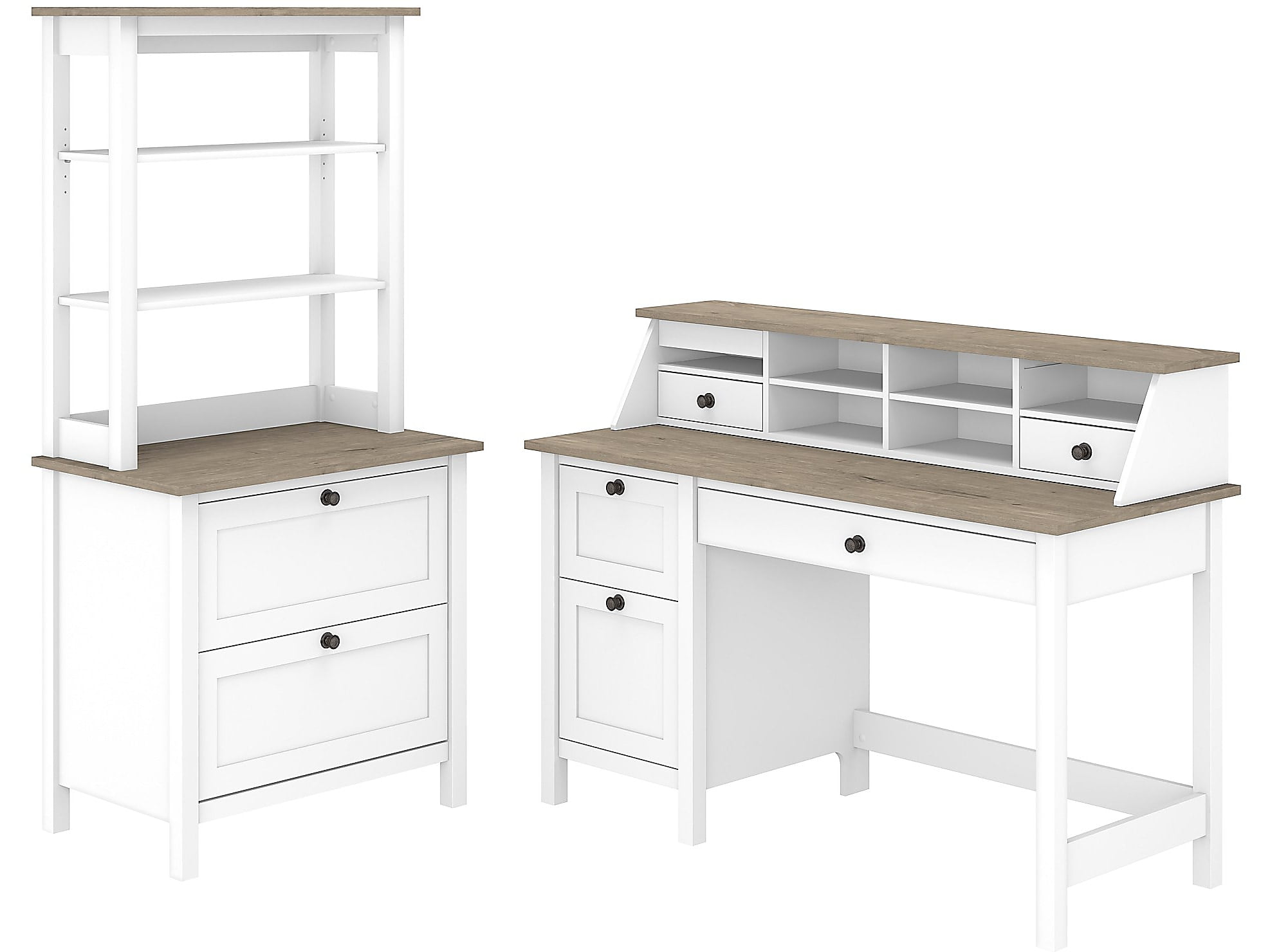 Bush Furniture Mayfield 54 Computer Desk Bundle Pure White/Shiplap Gray
