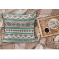 thumbnail image 2 of Tribal Fluffy Throw Pillow Cushion Cover, Vintage Design Native Style Geometric Triangles Print, Rectangle Accent Pillow Case, 26" x 16", Cream Aqua and Peach, by Ambesonne, 2 of 5