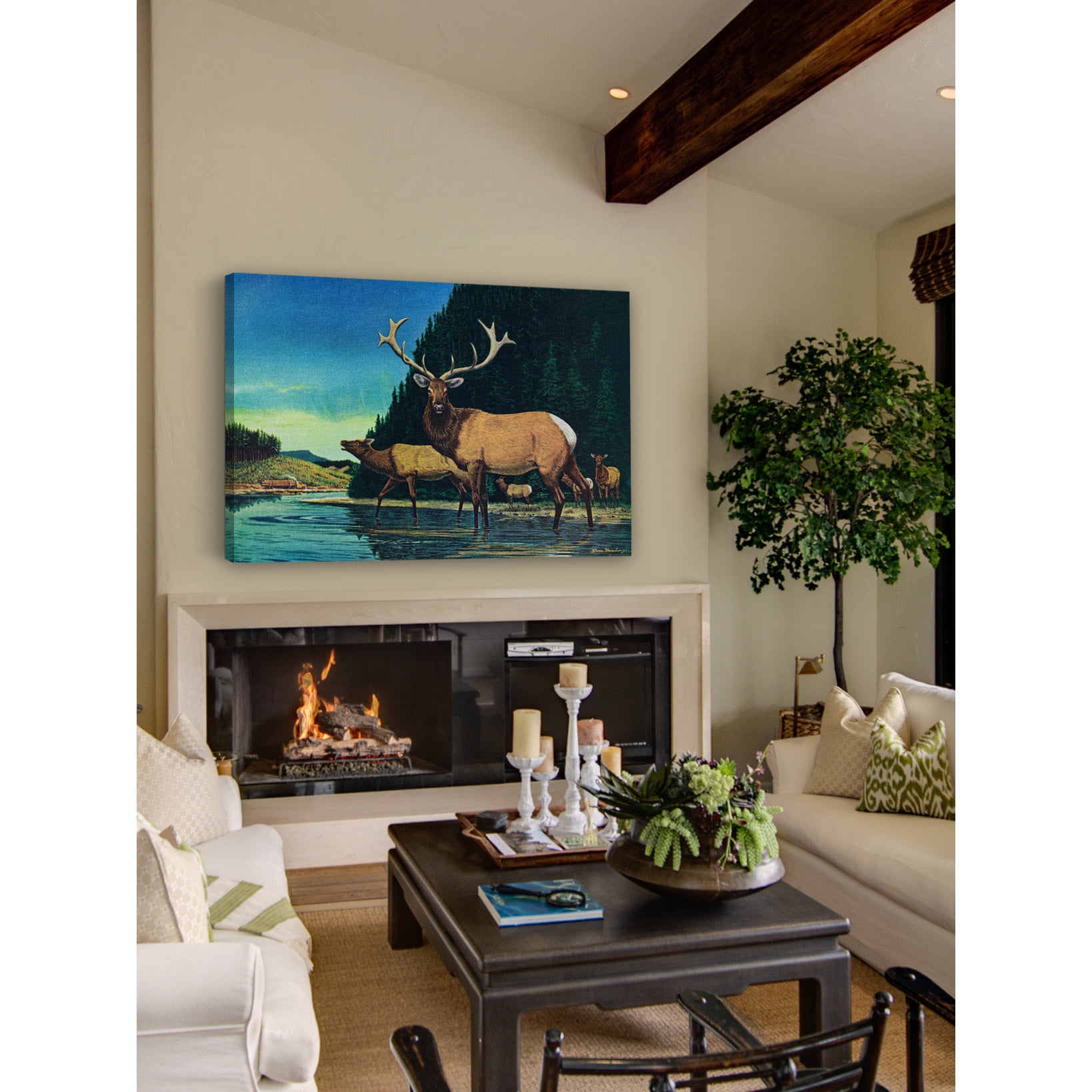Marmont Hill "Olympic Elk" Painting Print on Wrapped Canvas