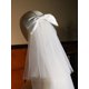 thumbnail image 5 of Xiao Hua Velo de novia de tul suave con apliques de encaje y lazo, con peine, de dos niveles y largo hasta la cadera (blanco), 5 of 5