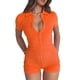 thumbnail image 1 of VISgogo Mono para Mujer, Manga Corta Color Sólido Rayas Texturizadas Slim Fitting Body Short Playsuit VISgogo  moda, 1 of 5
