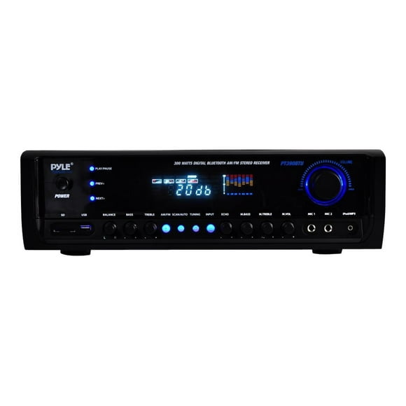 Pyle PT390BTU 300 Watt Digital Home Theater Bluetooth 4 Channel Radio Aux Stereo Receiver