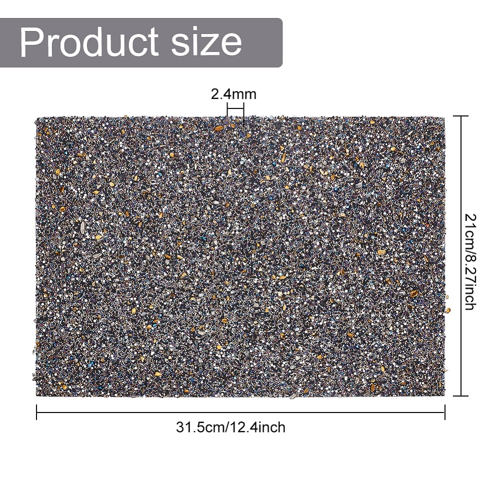 Hotfix Rhinestone Sheet Resin Stone Chips Seed Beads Trim for Garment Bag Shoe Rectangle Black 210x315x2.4mm