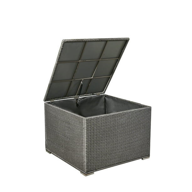 Sampa Rosa Outdoor Wicker Storage Ottoman Gray Com Sampa Rosa Outdoor Wicker Storage, Outdoor Storage Ottoman