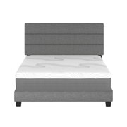 Boyd Sleep Sicily Gray Linen Queen Size Fully Upholstered Platform Bed Frame with Adjustable Headboard