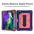 thumbnail image 5 of Dteck Case For iPad Pro 11" 2nd Generation Case with Screen Protector, Heavy Duty Shockproof Protective Cover with 360 Rotate Stand /Hand Strap/ Should Belt /Pencil Holder,Navy+Rose, 5 of 7