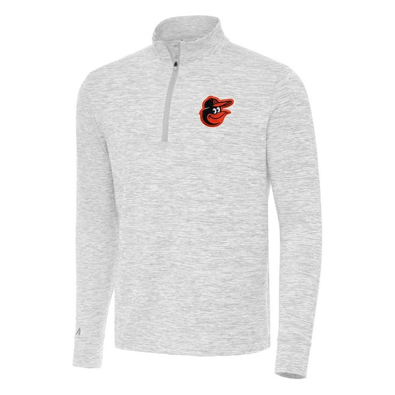 Men's Antigua Gray/White Baltimore Orioles Cause Quarter-Zip Top