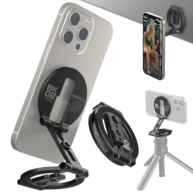 Soporte de teléfono MOSENVKA Dual Magnetic para iPhone, color negro