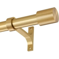 Warm Gold Adjustable Curtain Rods, 144 to 164 Inch, Heavy Duty 1-Inch Telescoping Rods with Cap Finials