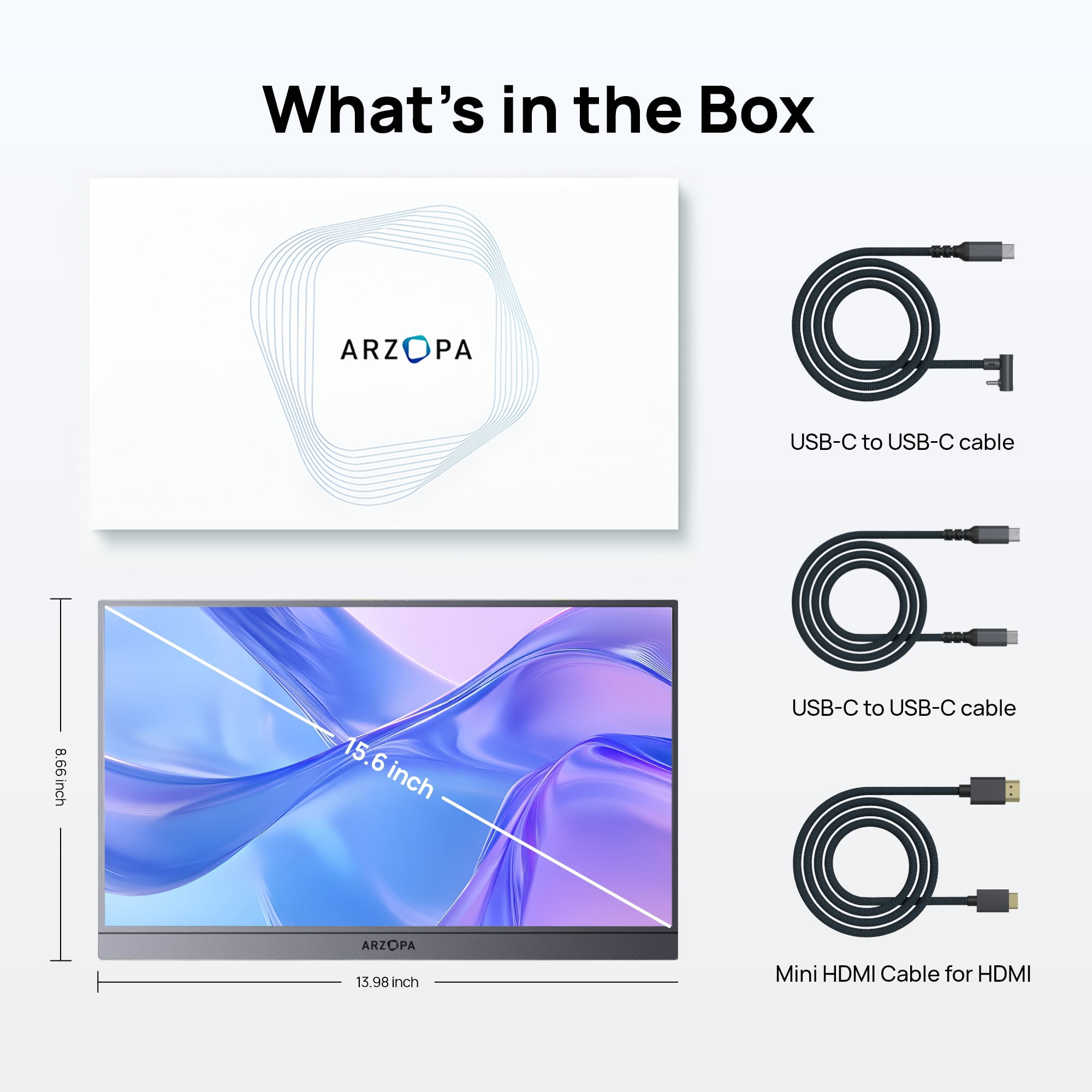 ARZOPA 15.6 inch 1080P 100%sRGB Grey Portable Gaming Monitor HDR10 External Second Display Screen for PC/MAC/Phone/Xbox A1 GRAY