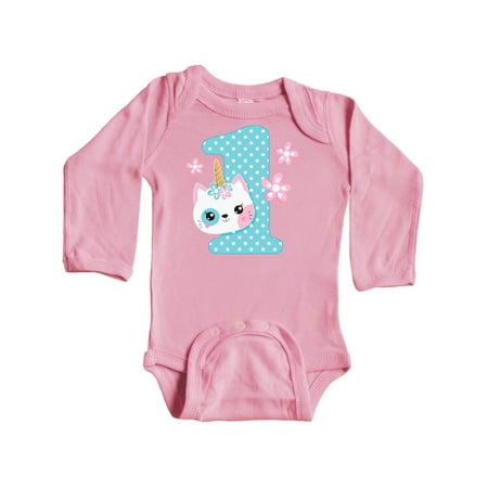 

Inktastic Unicorn Kitty 1st Birthday Gift Baby Girl Long Sleeve Bodysuit