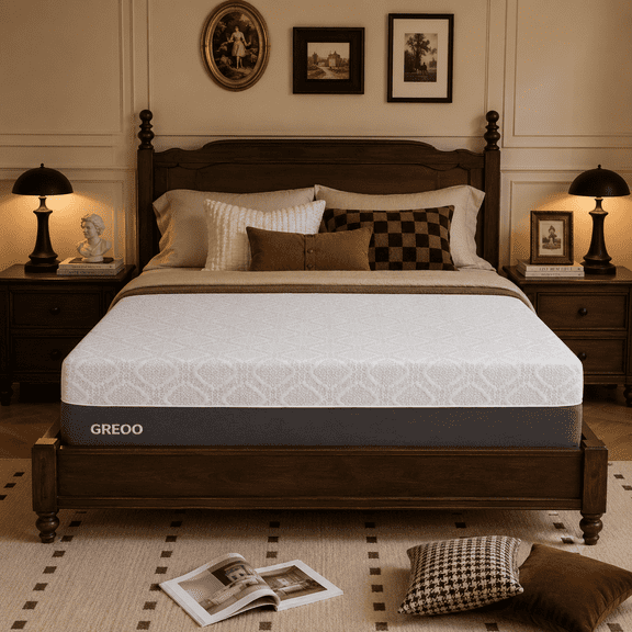 GREOO Queen Size 12 inch Firm Cooling Gel Queen Mattress, Washable Cover, Silent Mattress in a Box, Certipur-us® Certified Inner Foam & OEKO-TEX Certified, 365 Night Trial