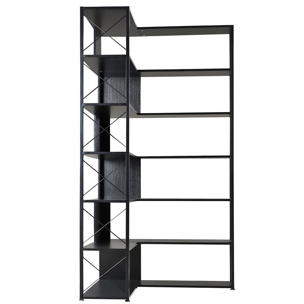 Resenkos 7-Tier Bookcase Home Office Bookshelf,L-Shaped Corner Bookcase with Metal Frame,Industrial Style Shelf with Open Storage,Black Resenkos 7-Tier Bookcase Home Office Bookshelf,L-Shaped Corner Bookcase with Metal Frame,Industrial Style Shelf with Open Storage,Black