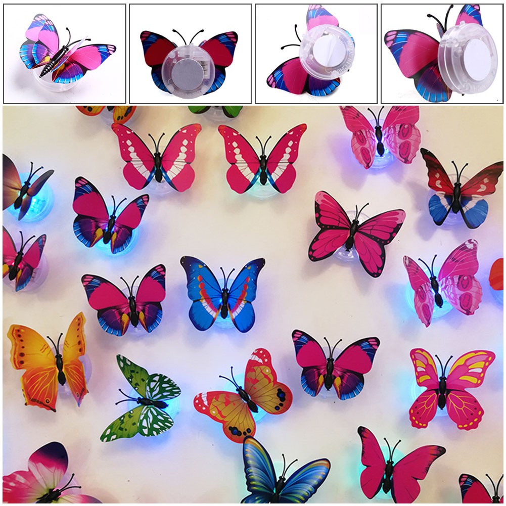 12pcs 3d Butterfly LED Wall Stickers Glowing Bedroom DIY Home Decor Night  Light for sale online